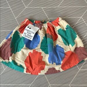 Bobo Choses Cream Skirt with Red, Blue, Green, Brown Splotches